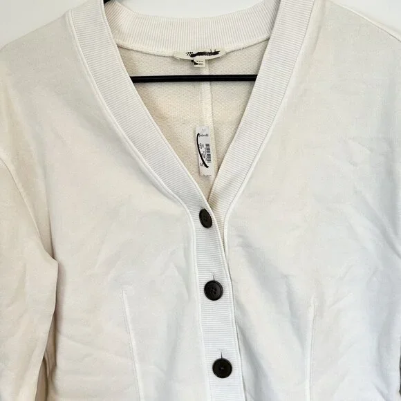 NWT Madewell Off White Darted Cardigan Sweatshirt - Size: XXS